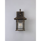 NL75799 Biello Outdoor Small Wall Lamp 1 Light Brushed Black Gold/Seeded Glass