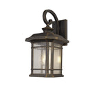 NL75809 Biello Outdoor Large Wall Lamp 1 Light Brushed Black Gold/Seeded Glass