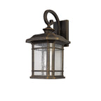 NL75809 Biello Outdoor Large Wall Lamp 1 Light Brushed Black Gold/Seeded Glass