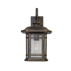 NL75809 Biello Outdoor Large Wall Lamp 1 Light Brushed Black Gold/Seeded Glass