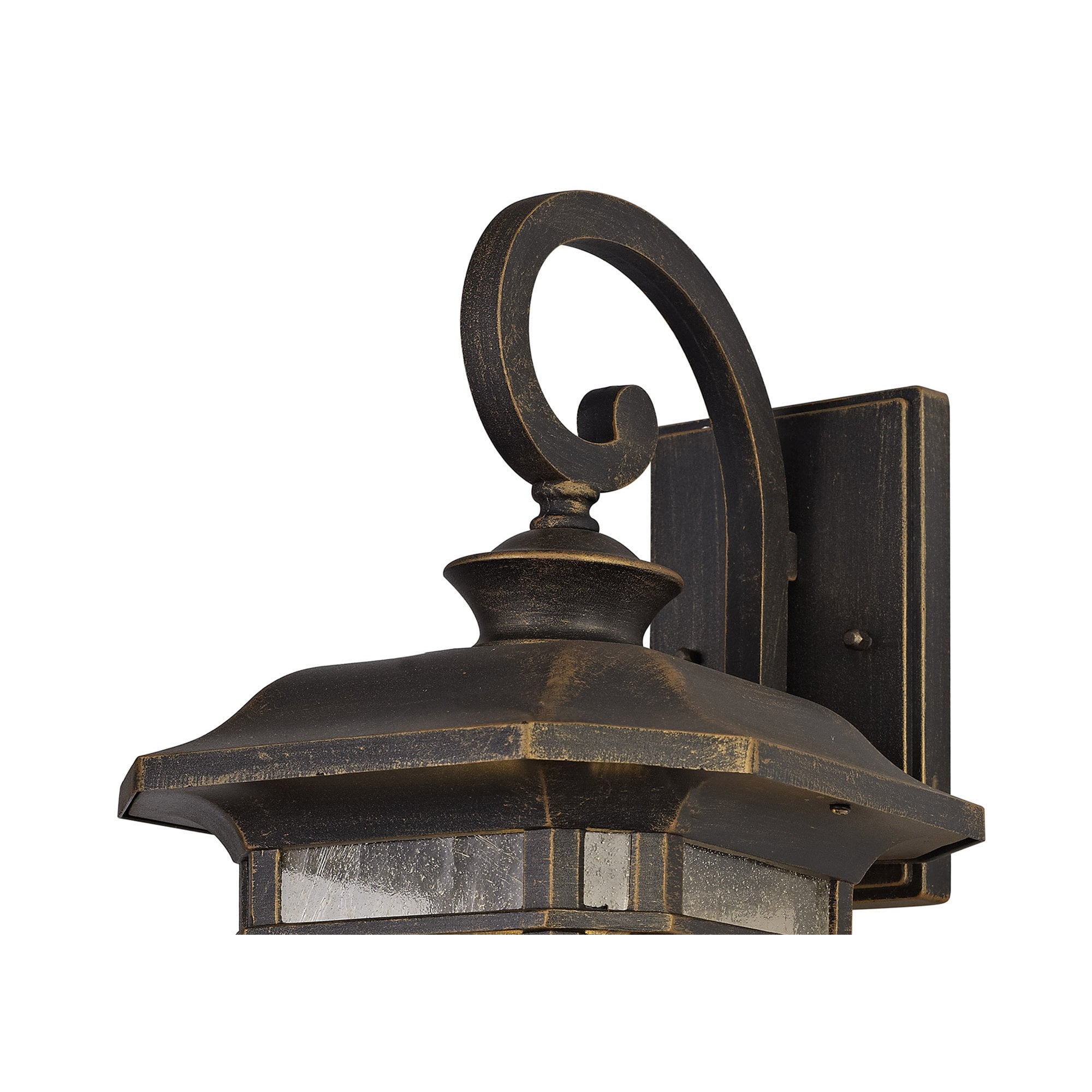 NL75809 Biello Outdoor Large Wall Lamp 1 Light Brushed Black Gold/Seeded Glass