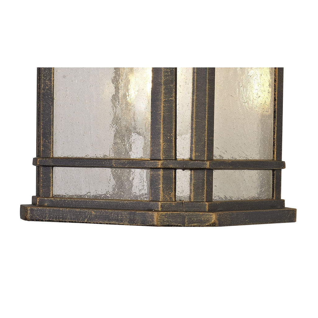 NL75809 Biello Outdoor Large Wall Lamp 1 Light Brushed Black Gold/Seeded Glass