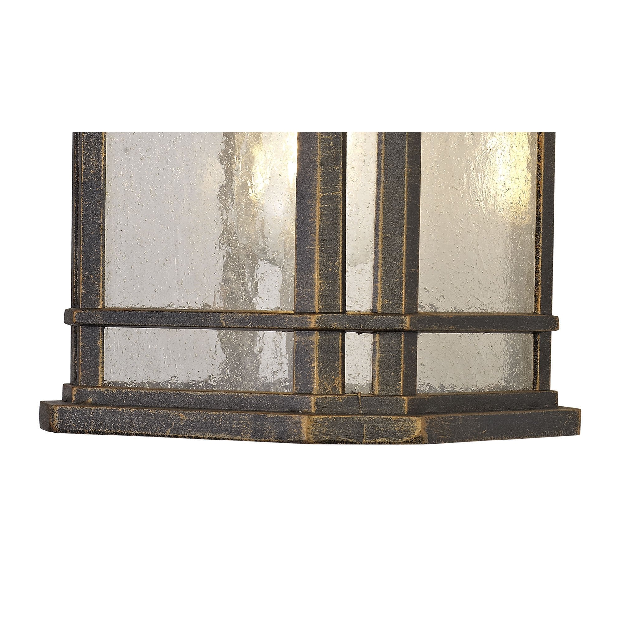 NL75809 Biello Outdoor Large Wall Lamp 1 Light Brushed Black Gold/Seeded Glass