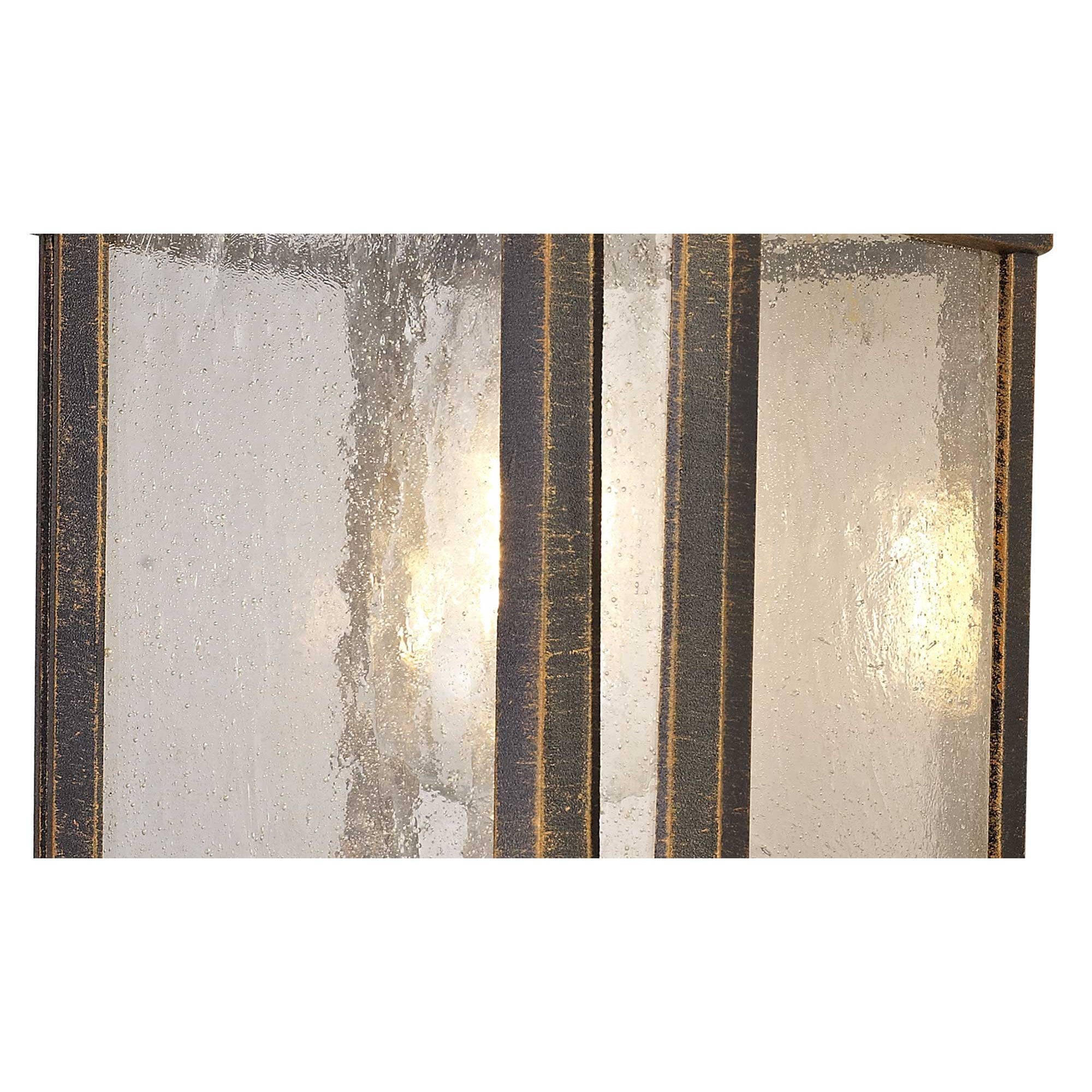 NL75809 Biello Outdoor Large Wall Lamp 1 Light Brushed Black Gold/Seeded Glass