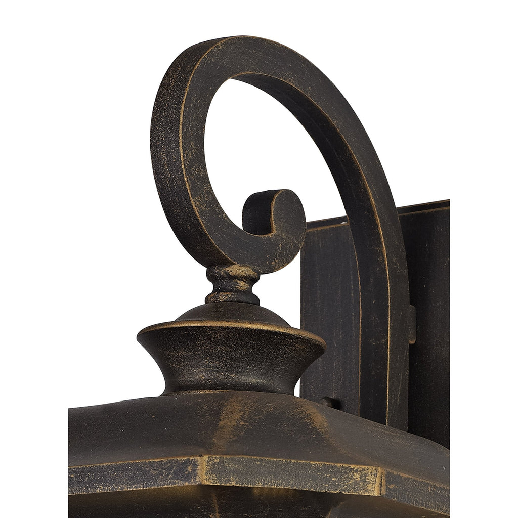 NL75809 Biello Outdoor Large Wall Lamp 1 Light Brushed Black Gold/Seeded Glass