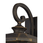 NL75809 Biello Outdoor Large Wall Lamp 1 Light Brushed Black Gold/Seeded Glass