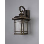 NL75809 Biello Outdoor Large Wall Lamp 1 Light Brushed Black Gold/Seeded Glass