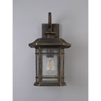 NL75809 Biello Outdoor Large Wall Lamp 1 Light Brushed Black Gold/Seeded Glass