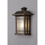 NL75819 Biello Outdoor Half Wall Lamp 1 Light Brushed Black Gold/Seeded Glass