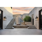 NL75819 Biello Outdoor Half Wall Lamp 1 Light Brushed Black Gold/Seeded Glass