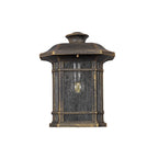 NL75819 Biello Outdoor Half Wall Lamp 1 Light Brushed Black Gold/Seeded Glass