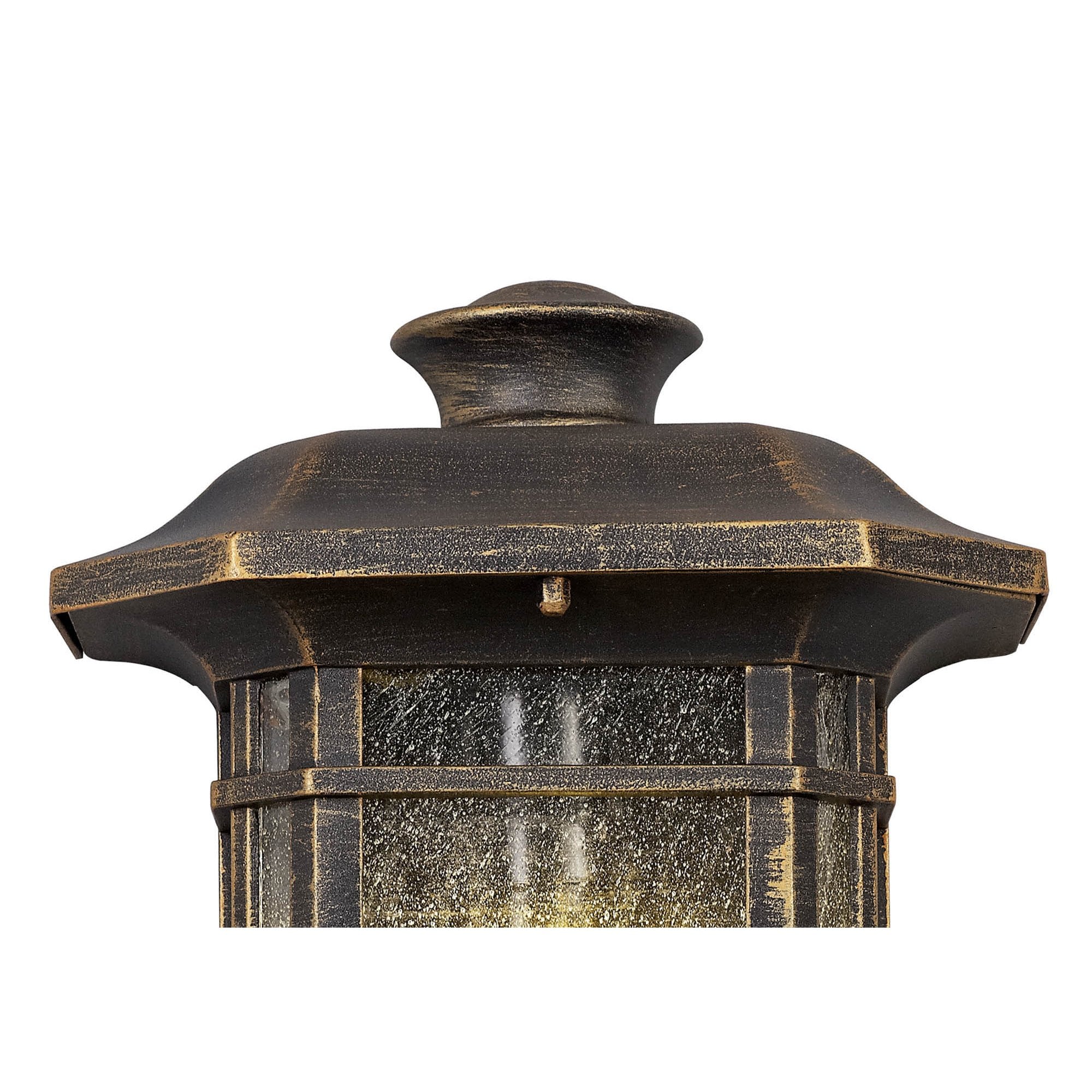 NL75819 Biello Outdoor Half Wall Lamp 1 Light Brushed Black Gold/Seeded Glass