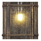 NL75819 Biello Outdoor Half Wall Lamp 1 Light Brushed Black Gold/Seeded Glass