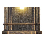 NL75819 Biello Outdoor Half Wall Lamp 1 Light Brushed Black Gold/Seeded Glass