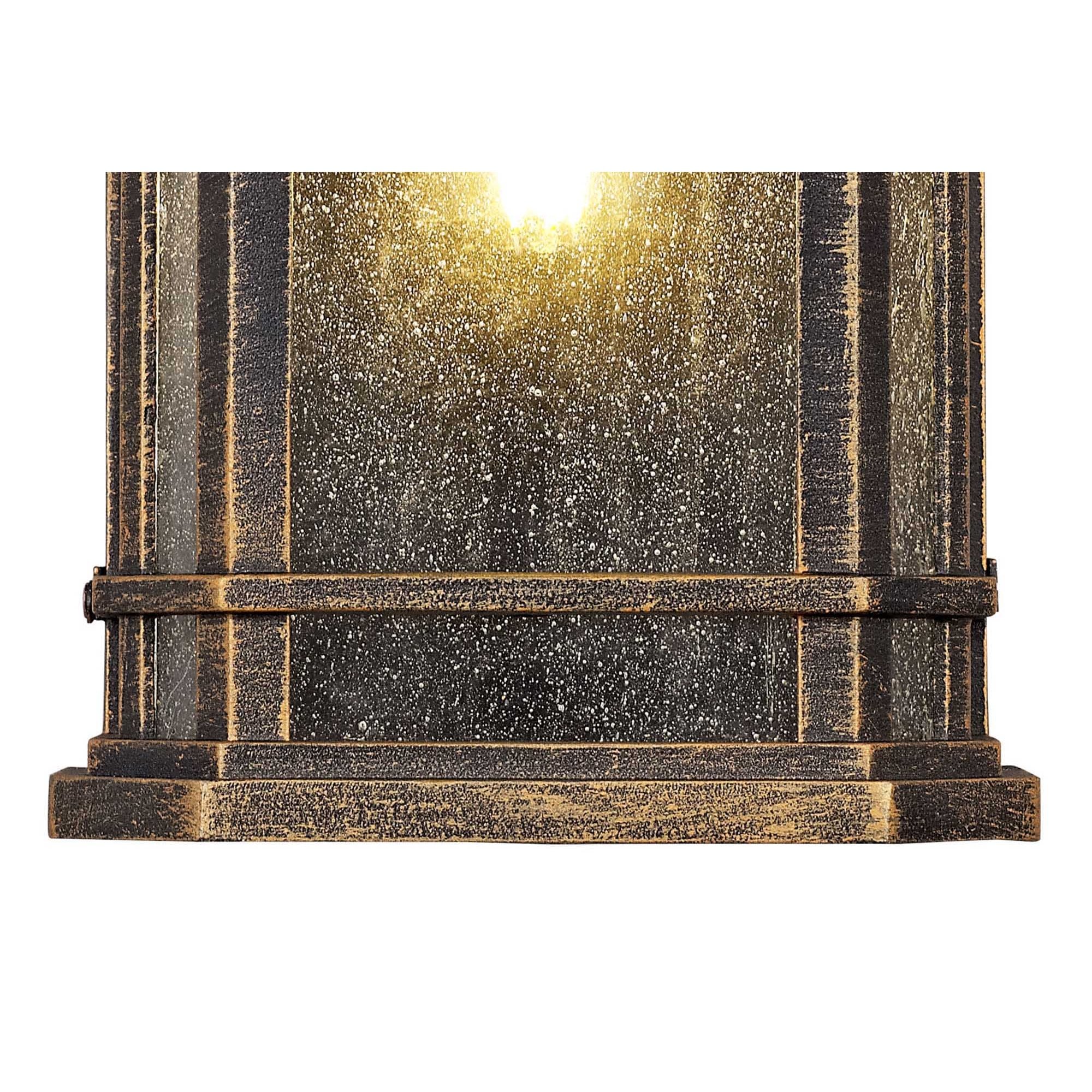 NL75819 Biello Outdoor Half Wall Lamp 1 Light Brushed Black Gold/Seeded Glass