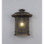 NL75819 Biello Outdoor Half Wall Lamp 1 Light Brushed Black Gold/Seeded Glass