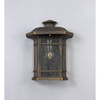 NL75819 Biello Outdoor Half Wall Lamp 1 Light Brushed Black Gold/Seeded Glass