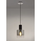 NL75899 Tokyo Single Pendant 1 Light Adjustable Black/Smoke Fade Glass