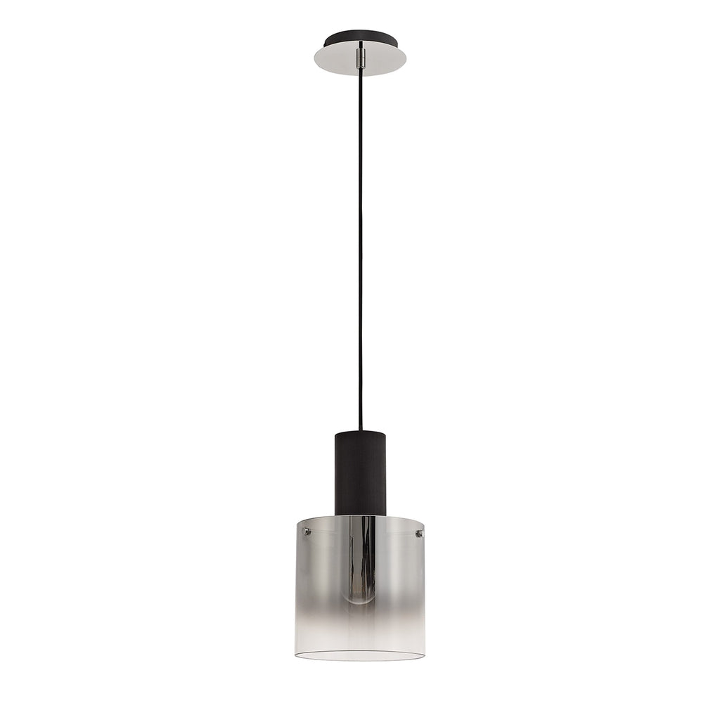 NL75899 Tokyo Single Pendant 1 Light Adjustable Black/Smoke Fade Glass