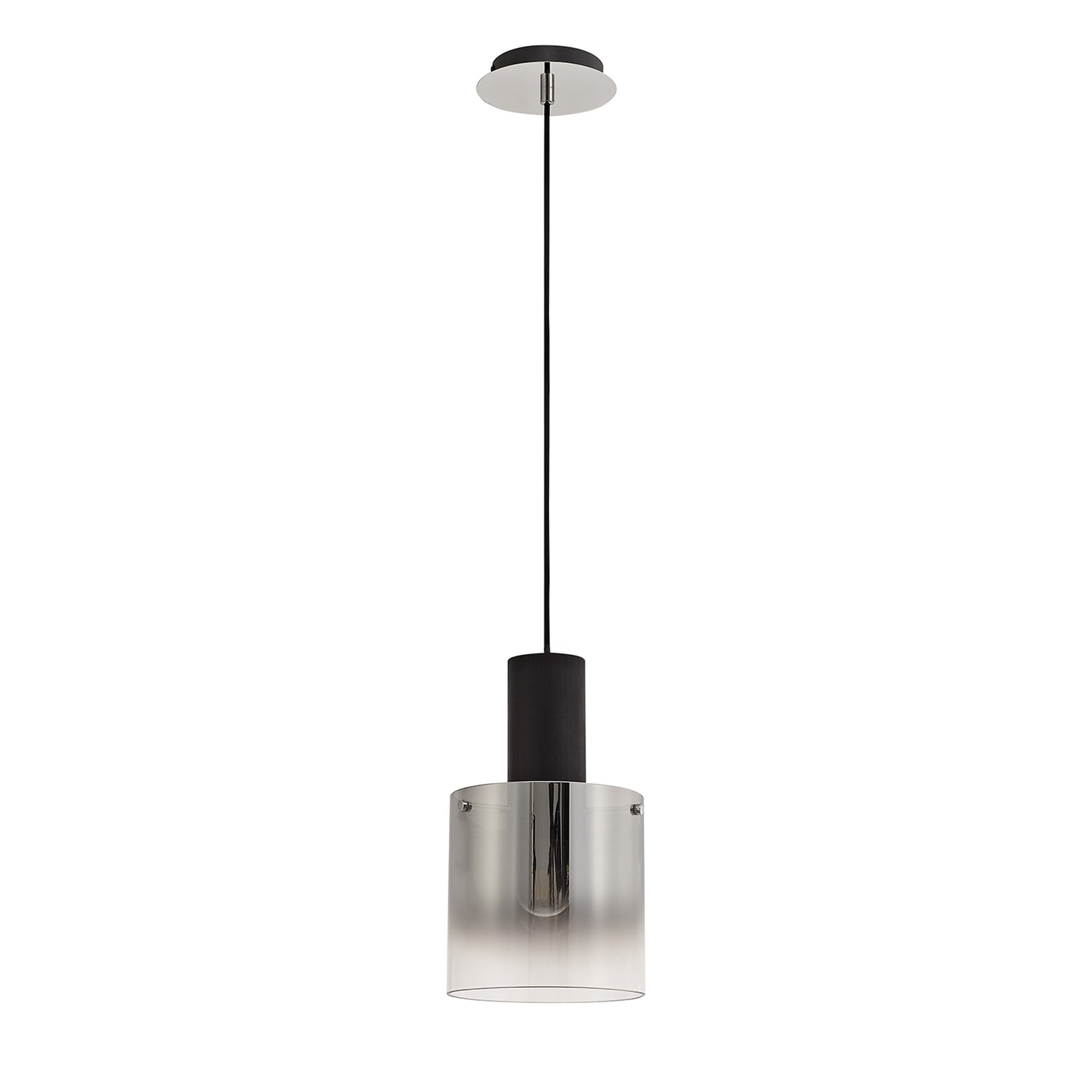 NL75899 Tokyo Single Pendant 1 Light Adjustable Black/Smoke Fade Glass