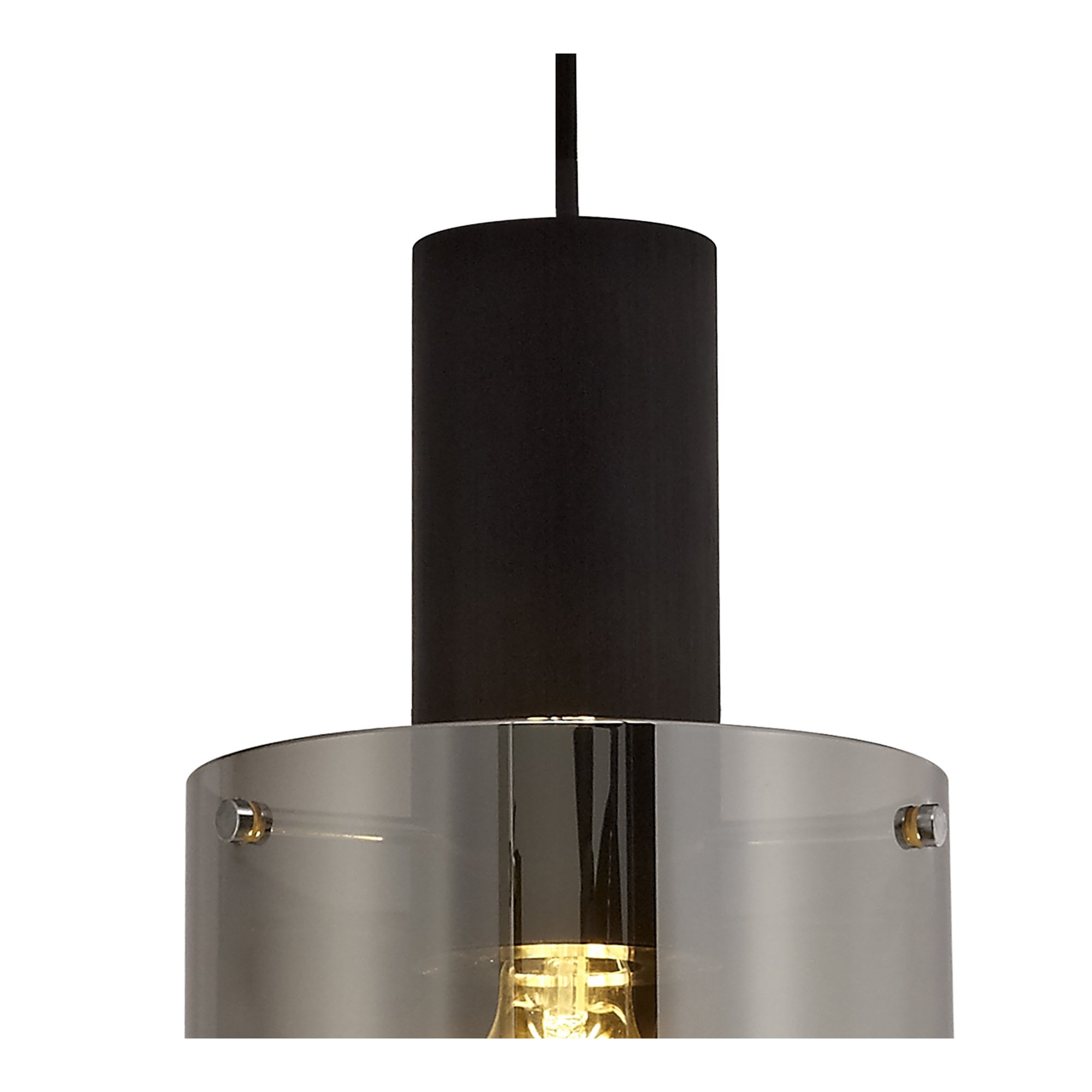 NL75899 Tokyo Single Pendant 1 Light Adjustable Black/Smoke Fade Glass