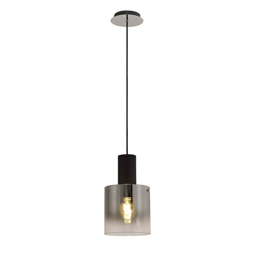 NL75899 Tokyo Single Pendant 1 Light Adjustable Black/Smoke Fade Glass