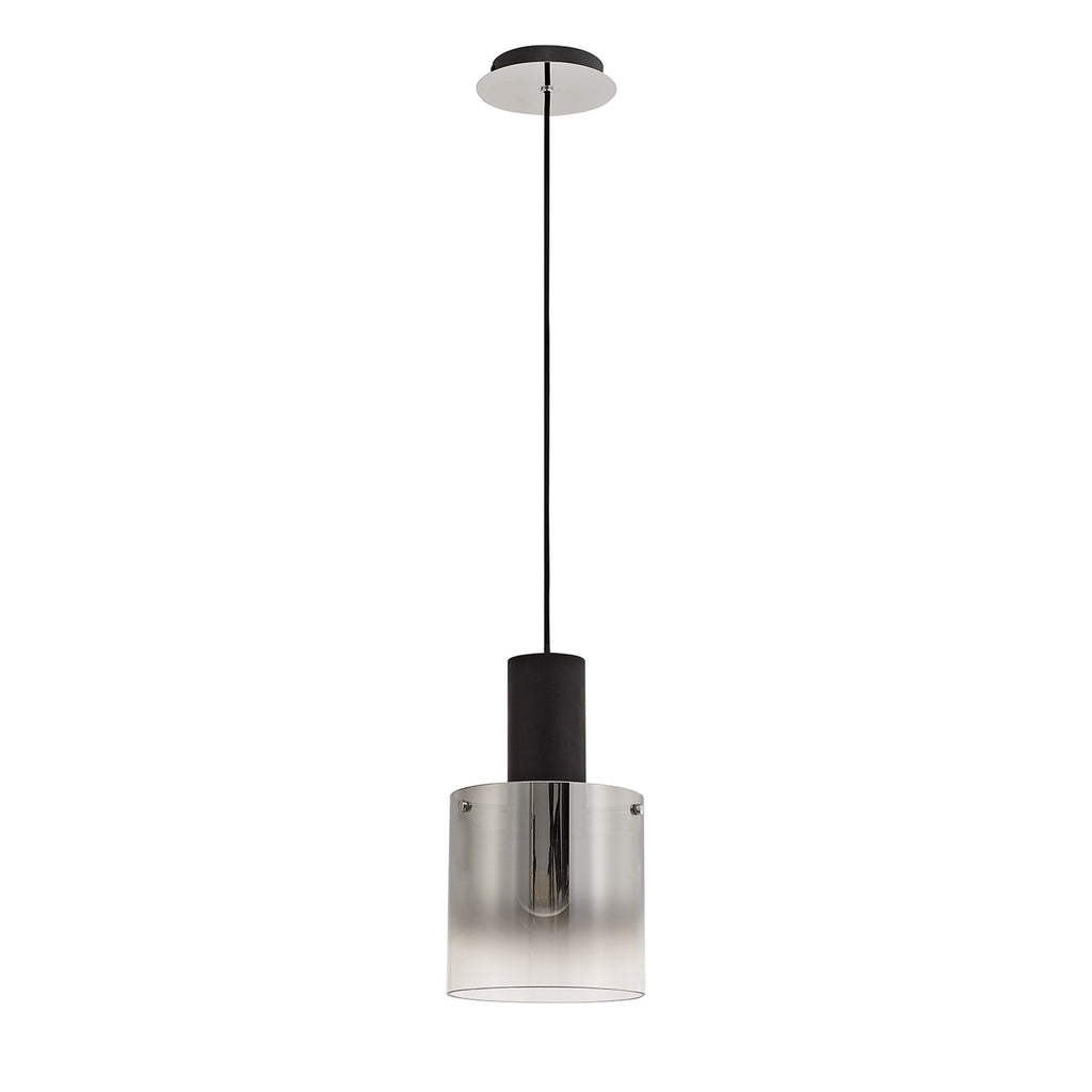 NL75899 Tokyo Single Pendant 1 Light Adjustable Black/Smoke Fade Glass
