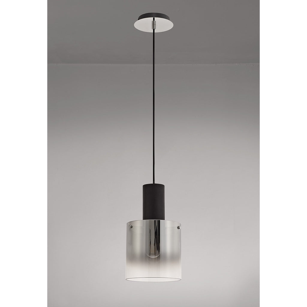 NL75899 Tokyo Single Pendant 1 Light Adjustable Black/Smoke Fade Glass