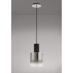 NL75899 Tokyo Single Pendant 1 Light Adjustable Black/Smoke Fade Glass
