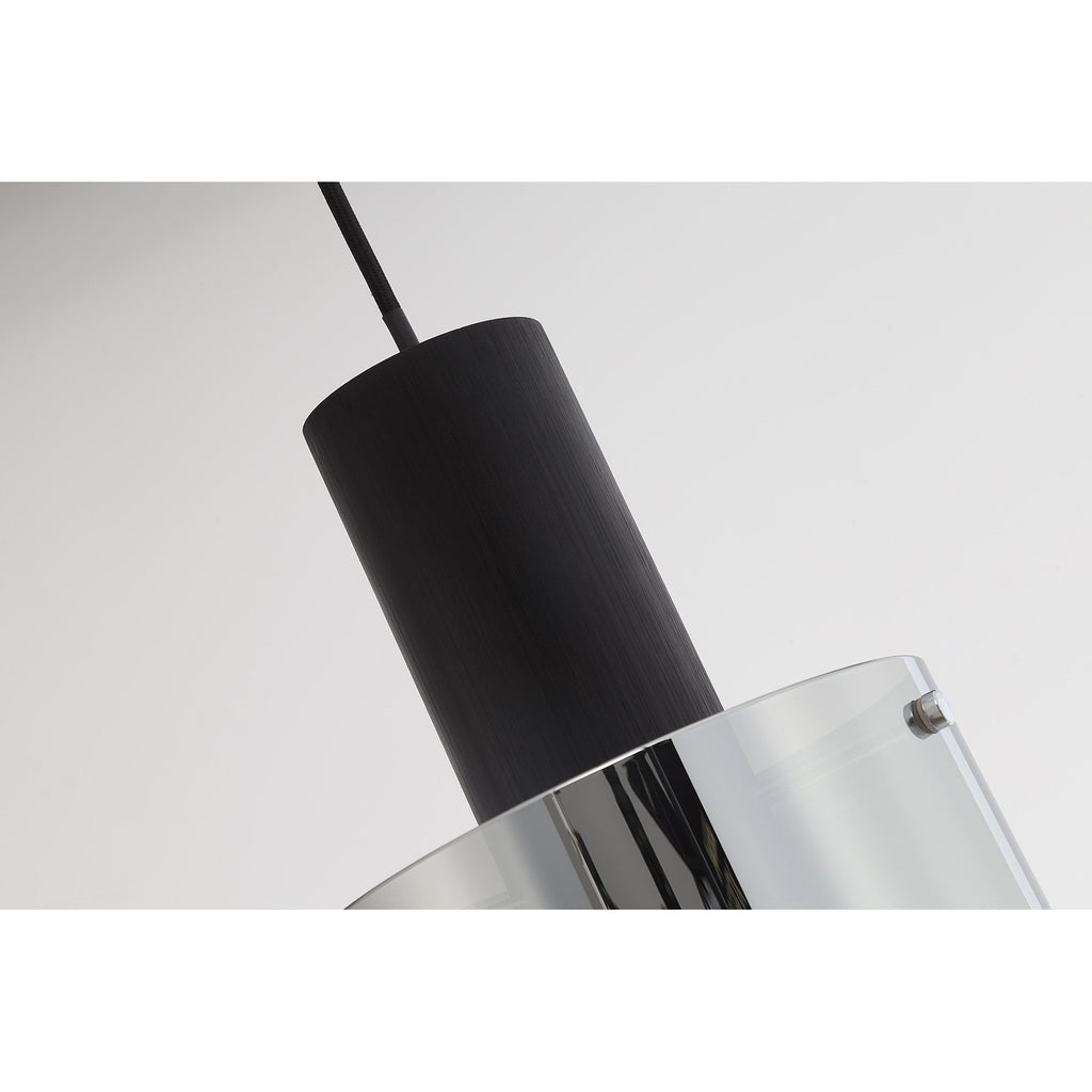 NL75899 Tokyo Single Pendant 1 Light Adjustable Black/Smoke Fade Glass