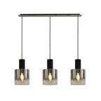NL75909 Tokyo Linear Pendant 3 Light Adjustable Black/Smoke Fade Glass
