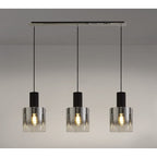 NL75909 Tokyo Linear Pendant 3 Light Adjustable Black/Smoke Fade Glass