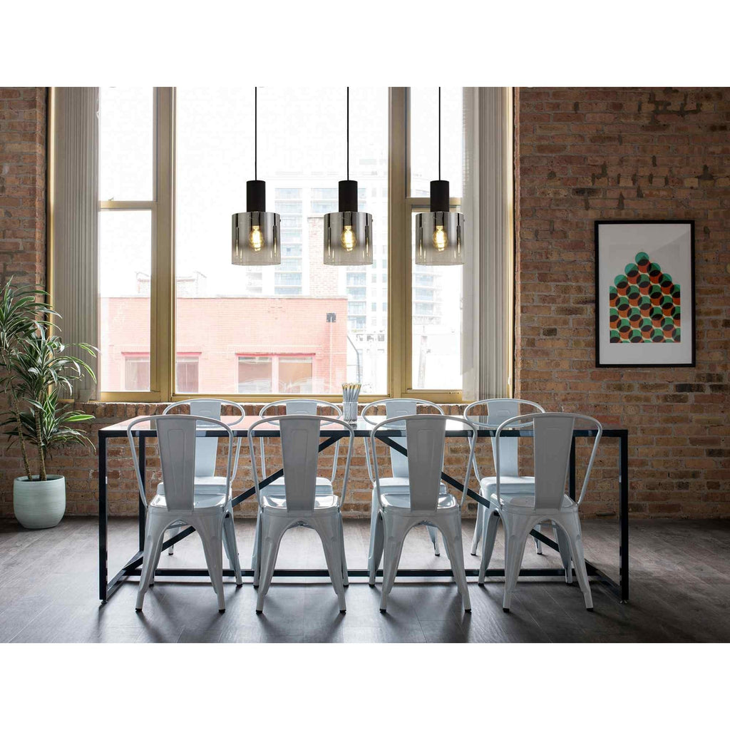 NL75909 Tokyo Linear Pendant 3 Light Adjustable Black/Smoke Fade Glass