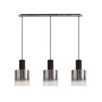 NL75909 Tokyo Linear Pendant 3 Light Adjustable Black/Smoke Fade Glass