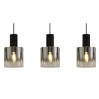 NL75909 Tokyo Linear Pendant 3 Light Adjustable Black/Smoke Fade Glass