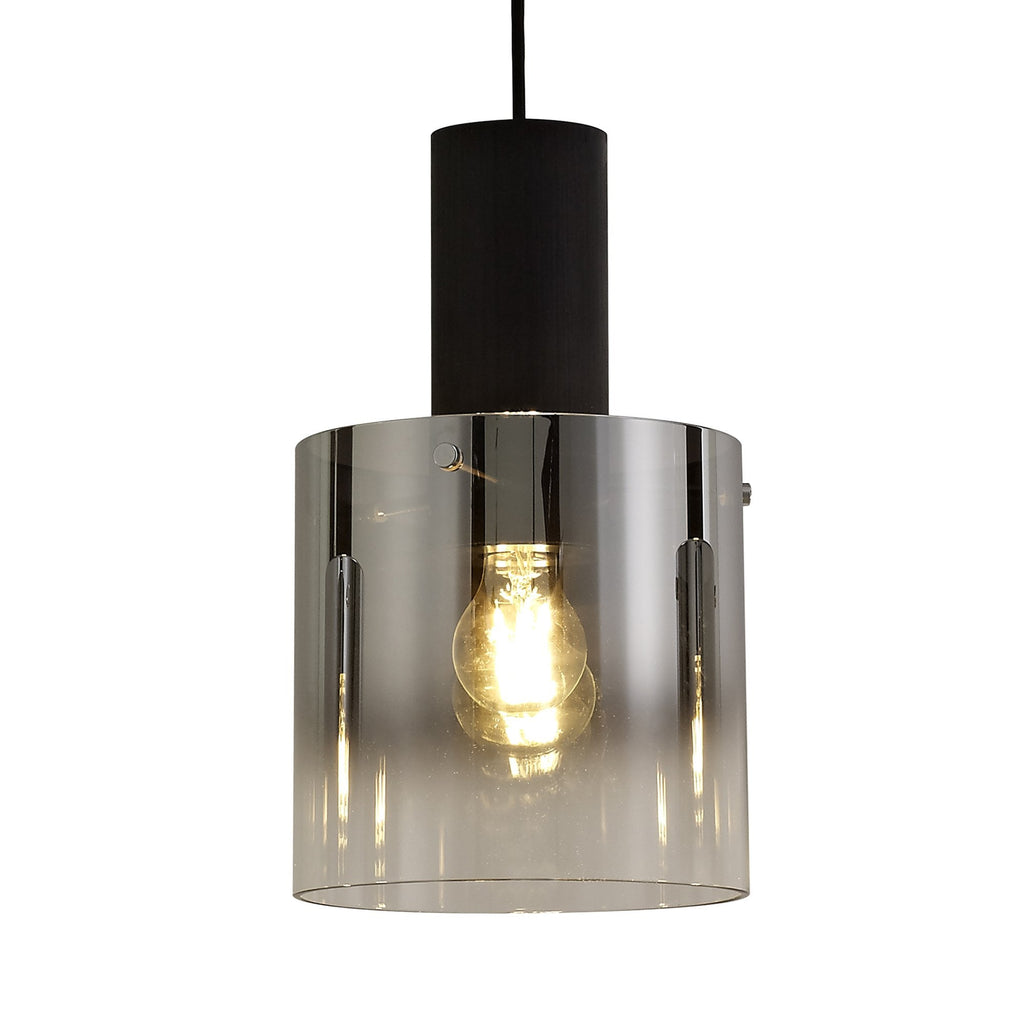 NL75909 Tokyo Linear Pendant 3 Light Adjustable Black/Smoke Fade Glass