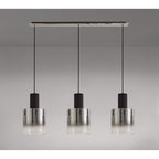 NL75909 Tokyo Linear Pendant 3 Light Adjustable Black/Smoke Fade Glass