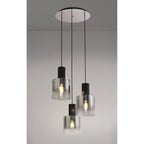 NL75919 Tokyo Round Pendant 3 Light Adjustable Black/Smoke Fade Glass