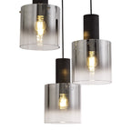 NL75919 Tokyo Round Pendant 3 Light Adjustable Black/Smoke Fade Glass