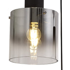 NL75919 Tokyo Round Pendant 3 Light Adjustable Black/Smoke Fade Glass