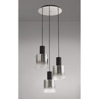 NL75919 Tokyo Round Pendant 3 Light Adjustable Black/Smoke Fade Glass