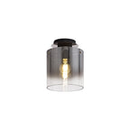 NL75929 Tokyo Round Ceiling Flush 1 Light Flush Fitting Black/Smoke Fade Glass