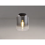 NL75929 Tokyo Round Ceiling Flush 1 Light Flush Fitting Black/Smoke Fade Glass