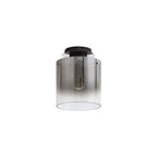 NL75929 Tokyo Round Ceiling Flush 1 Light Flush Fitting Black/Smoke Fade Glass