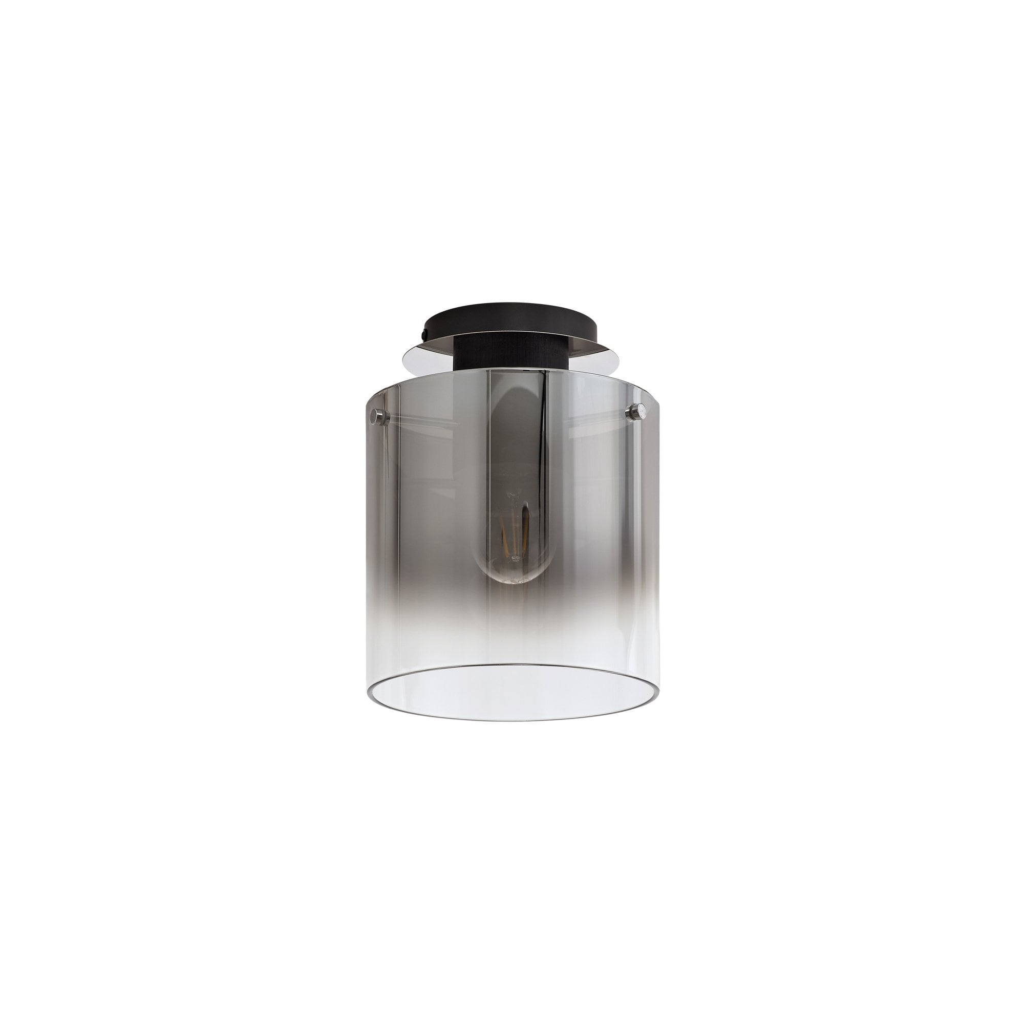 NL75929 Tokyo Round Ceiling Flush 1 Light Flush Fitting Black/Smoke Fade Glass