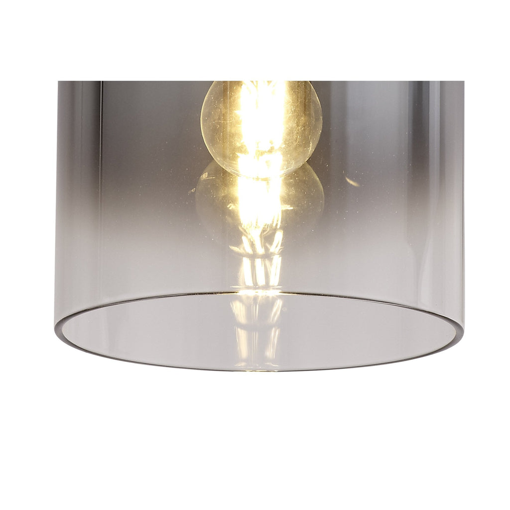 NL75929 Tokyo Round Ceiling Flush 1 Light Flush Fitting Black/Smoke Fade Glass