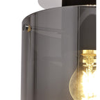 NL75929 Tokyo Round Ceiling Flush 1 Light Flush Fitting Black/Smoke Fade Glass