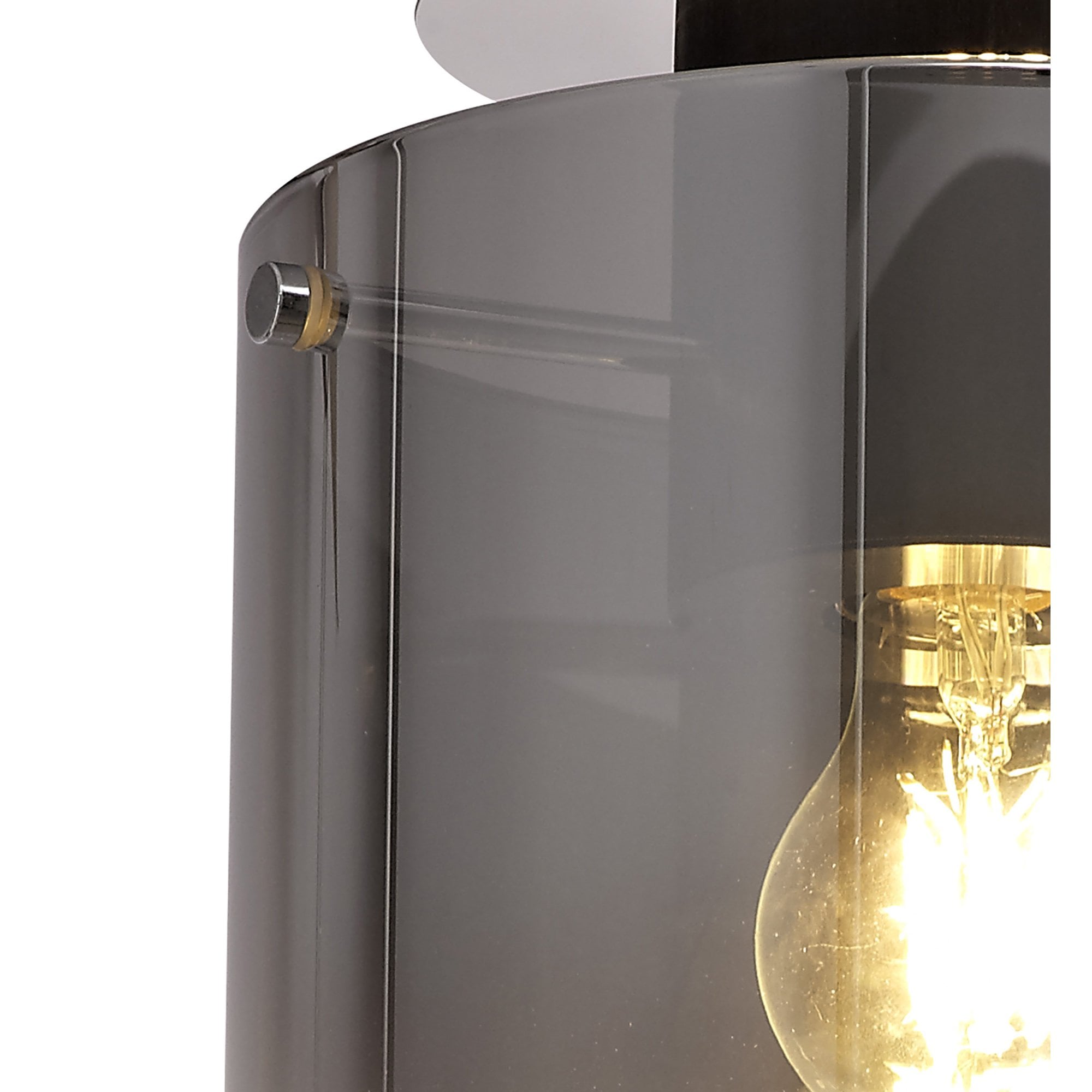 NL75929 Tokyo Round Ceiling Flush 1 Light Flush Fitting Black/Smoke Fade Glass