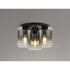 NL75939 Tokyo  Round Ceiling Flush 3 Light Flush Fitting Black/Smoke Fade Glass