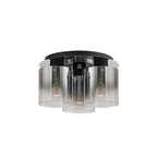 NL75939 Tokyo  Round Ceiling Flush 3 Light Flush Fitting Black/Smoke Fade Glass